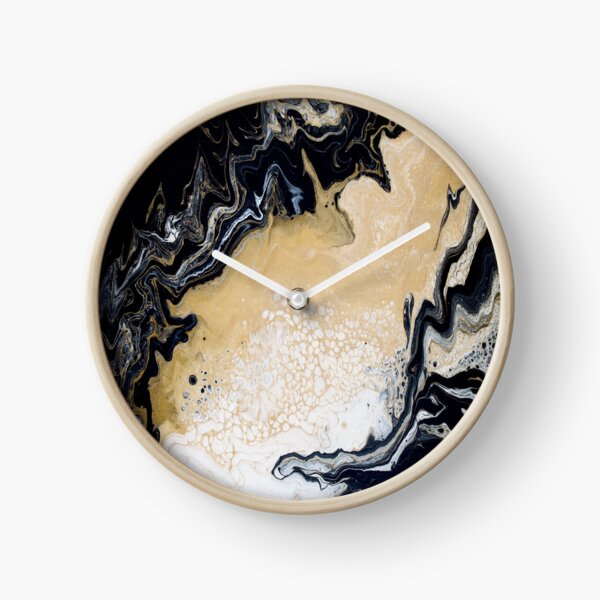 Black Gold Acrylic Pour Clock