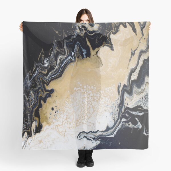 Black Gold Acrylic Pour Scarf
