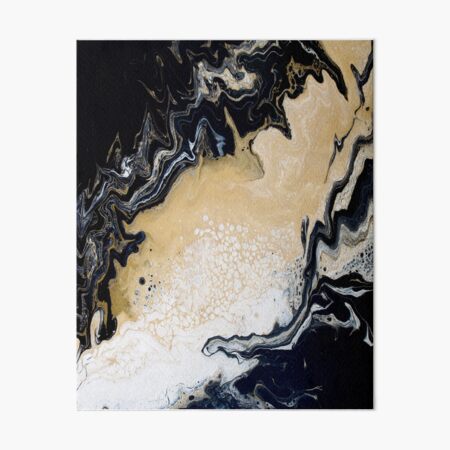 Black Gold Acrylic Pour Art Board Print