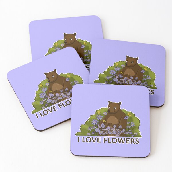 Item preview, I Love Flowers Bear Illustrated Text Design designed and sold by keepsketching.