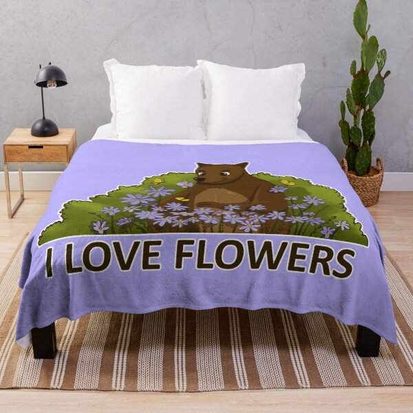 Item preview, I Love Flowers Bear Illustrated Text Design designed and sold by keepsketching.