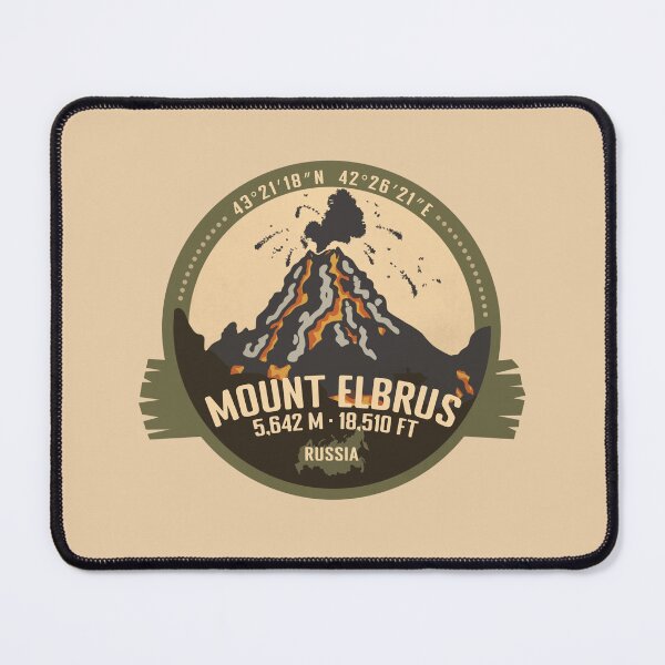 Item preview, Mount Elbrus Volcano Russia Volcanic Eruption Retro Badge designed and sold by mountainfad.