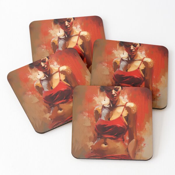 Item preview, Woman in Red Painting designed and sold by FreeQAI.