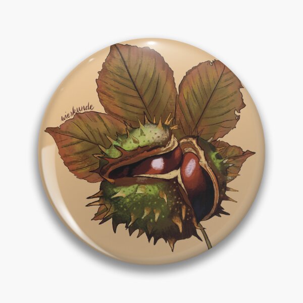 Item preview, Conker chestnut leaves botanical illustration oil pastels designed and sold by Wieskunde.