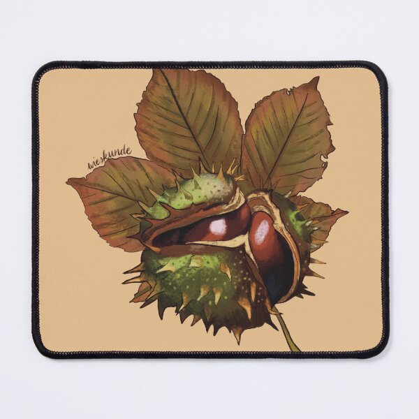 Item preview, Conker chestnut leaves botanical illustration oil pastels designed and sold by Wieskunde.