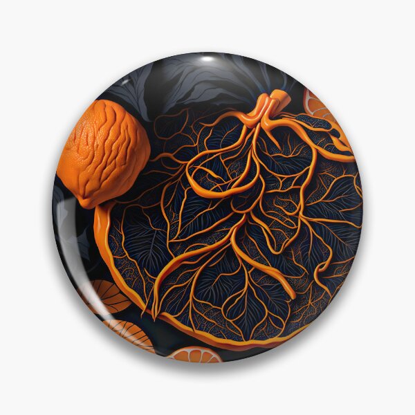 Item preview, "Vibrant 2D Artwork: A Striking Logo Featuring a Black Background and a Burst of Orange Fruit Patterns" designed and sold by Best-Art-32.