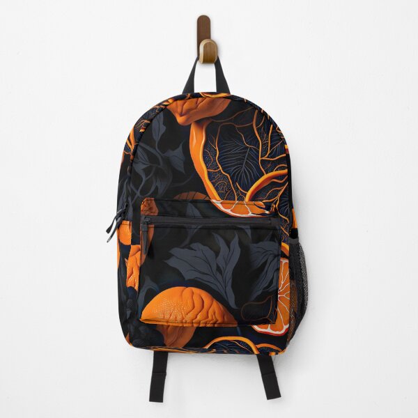 Item preview, "Vibrant 2D Artwork: A Striking Logo Featuring a Black Background and a Burst of Orange Fruit Patterns" designed and sold by Best-Art-32.