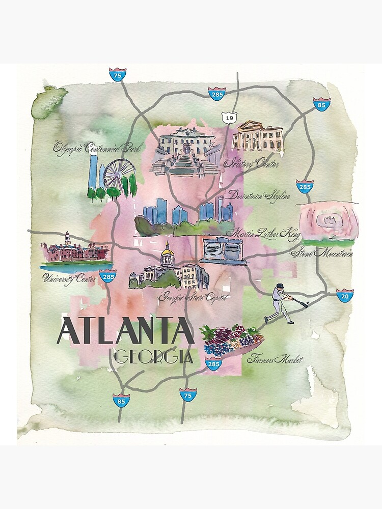 Atlanta Georgia State Flower Stamp Art Board Print for Sale by