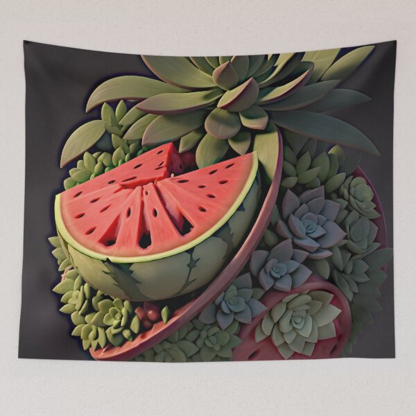 Item preview, "Vibrant Watermelon: A 2D Logo Artwork Popping on a Black Background" designed and sold by Best-Art-32.