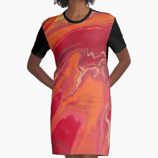 Sunset Geode Acrylic Painting Graphic T-Shirt Dress