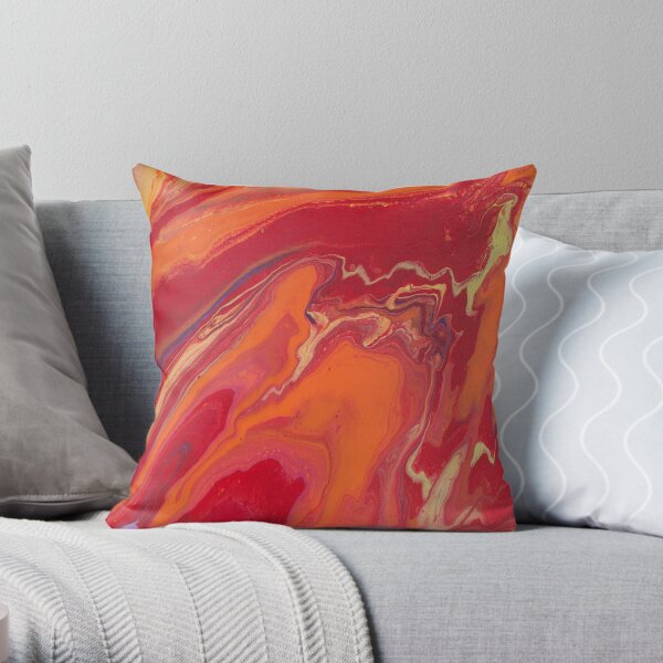 Sunset Geode Acrylic Painting Throw Pillow