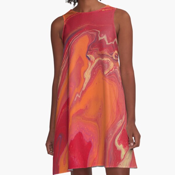 Sunset Geode Acrylic Painting A-Line Dress