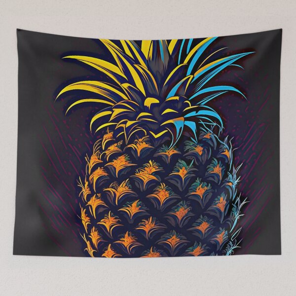 Item preview, "Pineapple Perfection: A Vibrant 2D Logo Artwork on a Sleek Black Canvas" designed and sold by Best-Art-32.