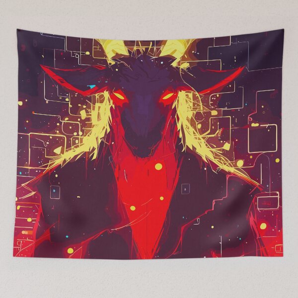 Item preview, Spooky goat on cyberpunk pattern designed and sold by TomFrontierArt.