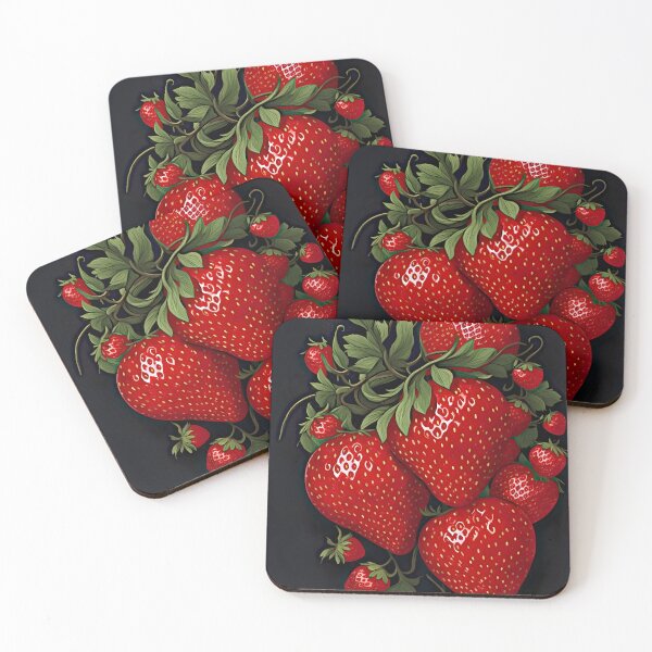 Item preview, "Strawberry Elegance: A Vibrant 2D Logo Artwork on a Black Canvas" designed and sold by Best-Art-32.