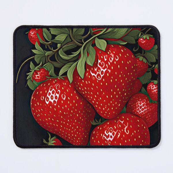 Item preview, "Strawberry Elegance: A Vibrant 2D Logo Artwork on a Black Canvas" designed and sold by Best-Art-32.