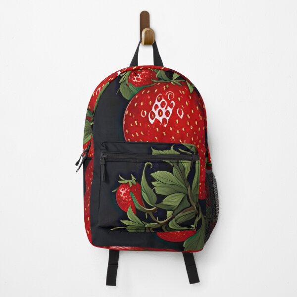 Item preview, "Strawberry Elegance: A Vibrant 2D Logo Artwork on a Black Canvas" designed and sold by Best-Art-32.