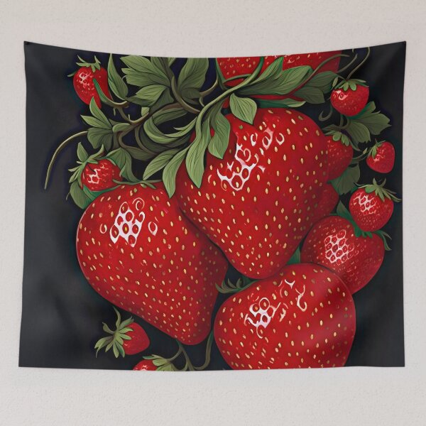 Item preview, "Strawberry Elegance: A Vibrant 2D Logo Artwork on a Black Canvas" designed and sold by Best-Art-32.