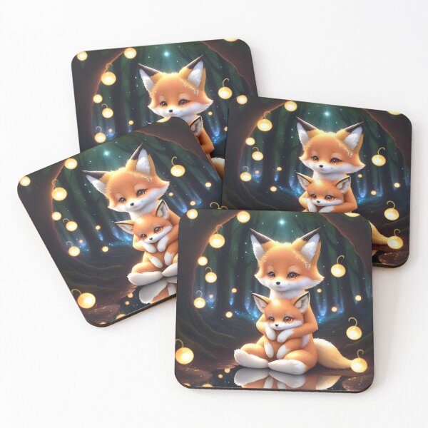 Item preview, Mama fox hugs her cub in the enchanted forest designed and sold by Biberwerke.