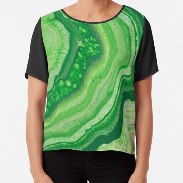 Green Geode Acrylic Pour Chiffon Top