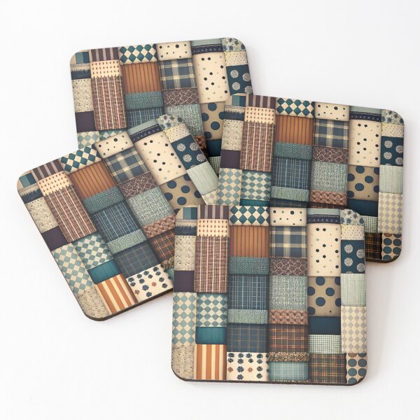 Item preview, Patchwork pattern in autumnal brown tones designed and sold by depthsofthemind.