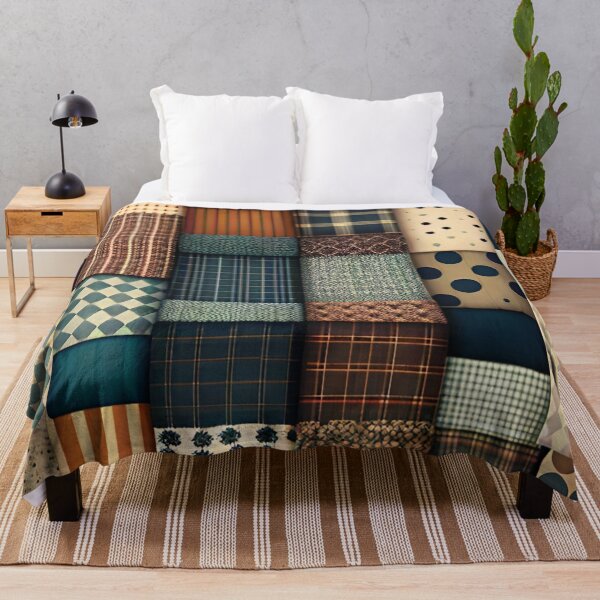 Item preview, Patchwork pattern in autumnal brown tones designed and sold by depthsofthemind.