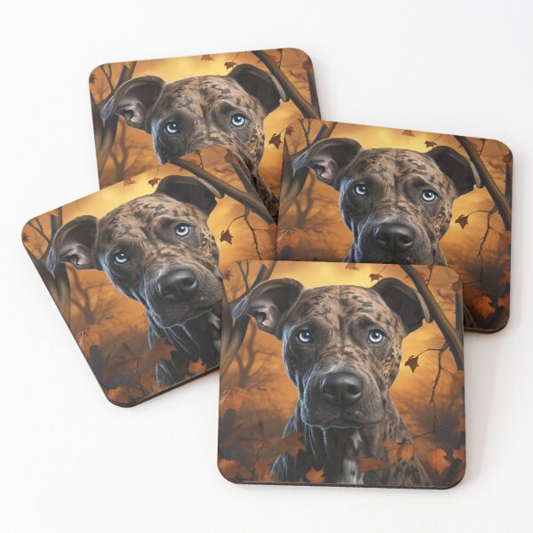 Item preview, Treeing Tennessee Brindle Dog In Autumn designed and sold by ZenEverAI.