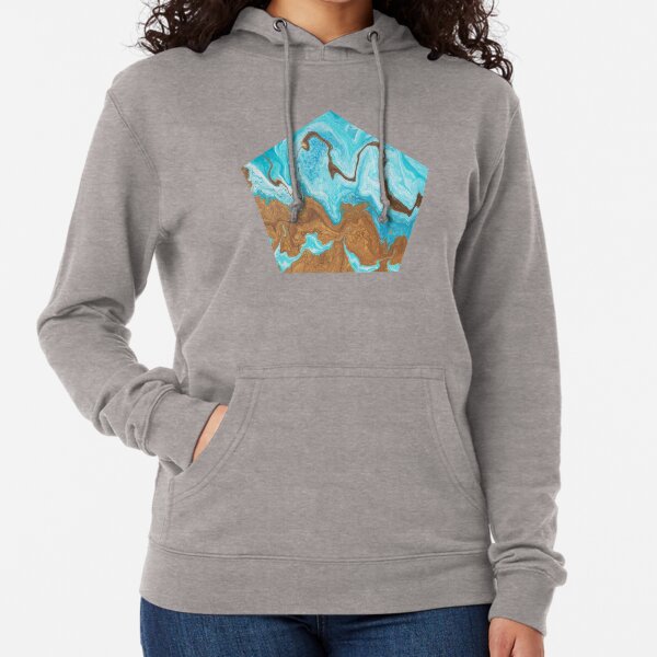 Thin Mint Swirl: Acrylic Pour Painting Lightweight Hoodie