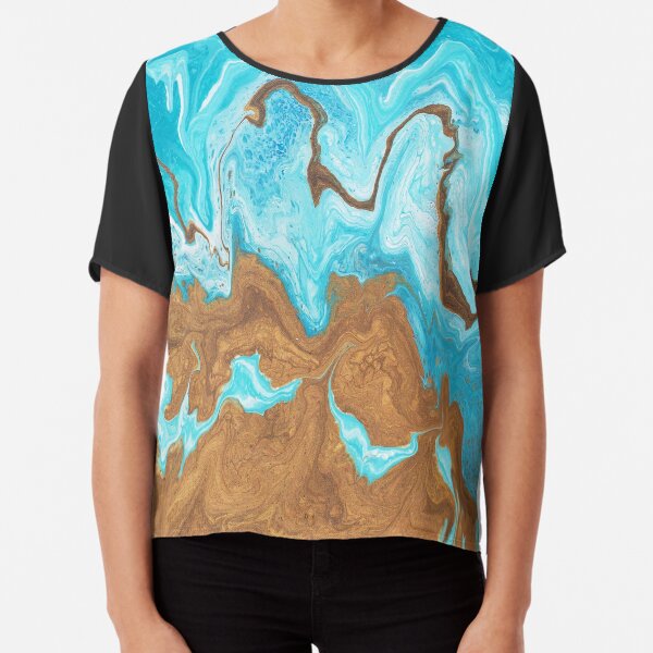 Thin Mint Swirl: Acrylic Pour Painting Chiffon Top