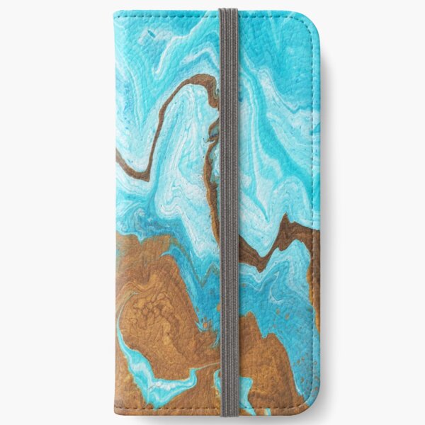 Thin Mint Swirl: Acrylic Pour Painting iPhone Wallet