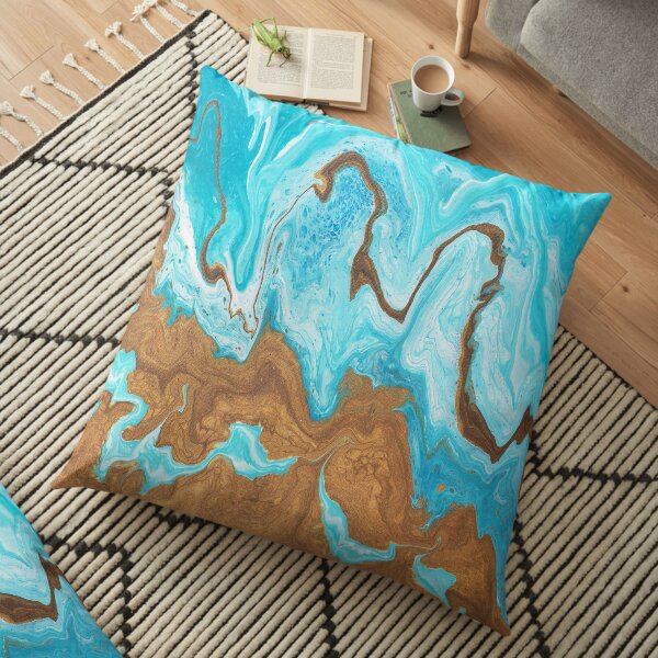Thin Mint Swirl: Acrylic Pour Painting Floor Pillow