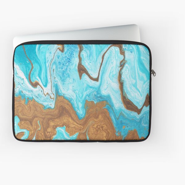 Thin Mint Swirl: Acrylic Pour Painting Laptop Sleeve