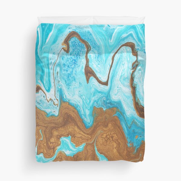 Thin Mint Swirl: Acrylic Pour Painting Duvet Cover