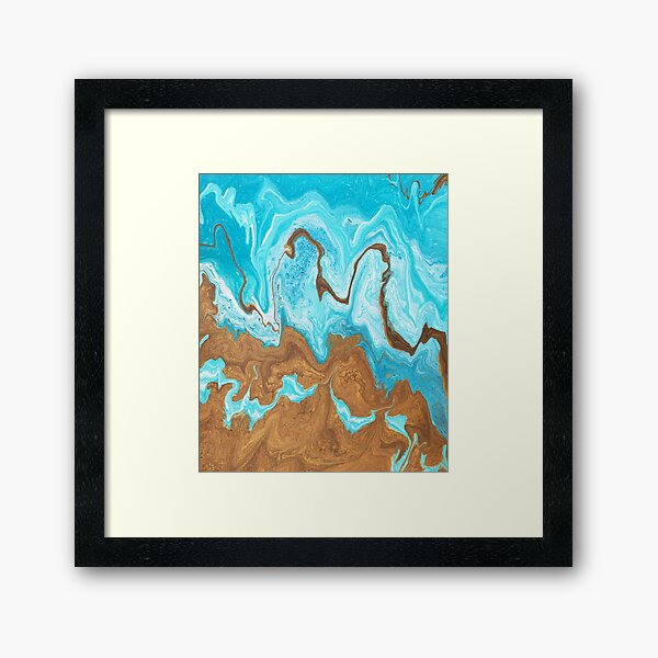 Thin Mint Swirl: Acrylic Pour Painting Framed Art Print