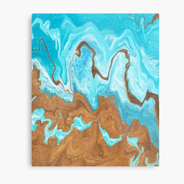 Thin Mint Swirl: Acrylic Pour Painting Metal Print