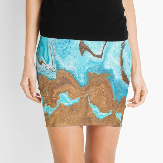 Thin Mint Swirl: Acrylic Pour Painting Mini Skirt