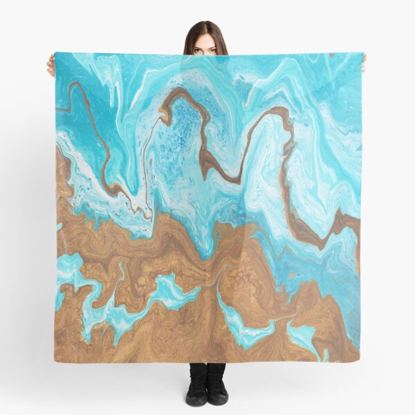 Thin Mint Swirl: Acrylic Pour Painting Scarf