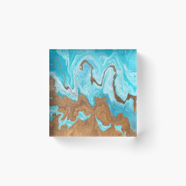 Thin Mint Swirl: Acrylic Pour Painting Acrylic Block