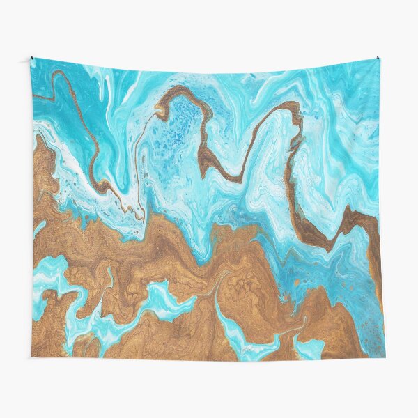 Thin Mint Swirl: Acrylic Pour Painting Tapestry