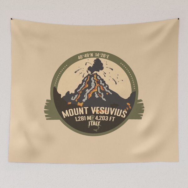 Item preview, Mount Vesuvius, Campania, Italy, Volcano Eruption Retro Badge designed and sold by mountainfad.