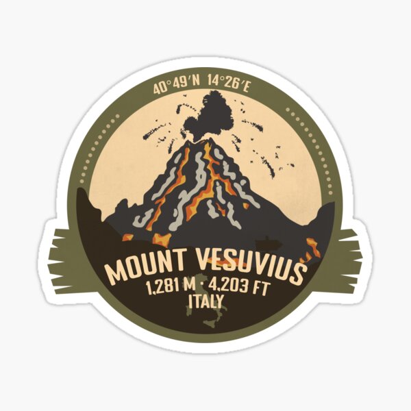 Item preview, Mount Vesuvius, Campania, Italy, Volcano Eruption Retro Badge designed and sold by mountainfad.