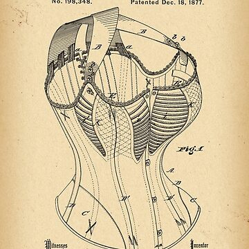 1878 Patent Corset history fashion invention Poster for Sale by Khokhloma