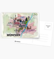 Munich Germany Retro Map Postcards