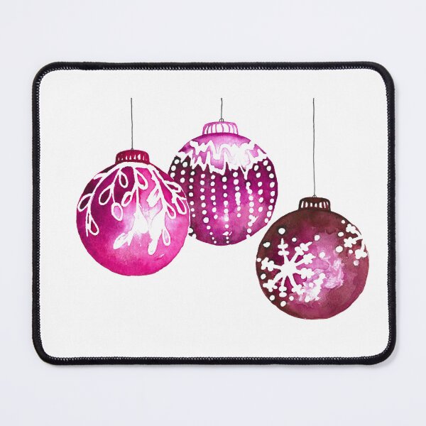 Item preview, Three hanging magenta colored Christmas balls at Christmas time - 3 decorated balls as decoration designed and sold by RebeccaFreese.