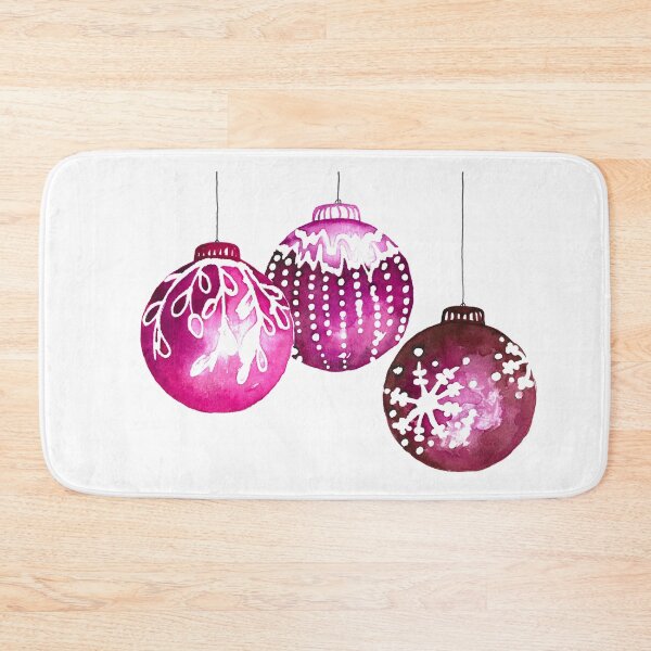 Item preview, Three hanging magenta colored Christmas balls at Christmas time - 3 decorated balls as decoration designed and sold by RebeccaFreese.