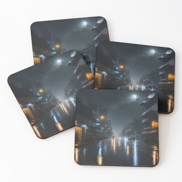Item preview, "Captivating Realism: Moonlit Rainfall Painting on a Night Road" designed and sold by Best-Art-32.