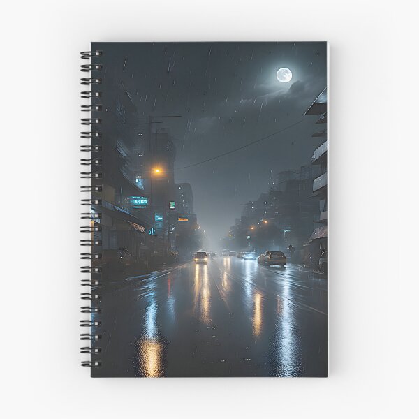 Item preview, "Captivating Realism: Moonlit Rainfall Painting on a Night Road" designed and sold by Best-Art-32.