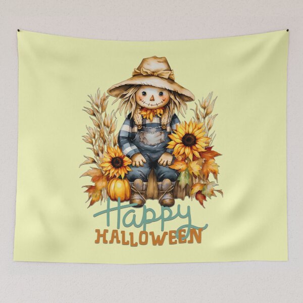 Item preview, Cute Halloween scarecrow, stitched with magic and straw! designed and sold by JaniceO Art of Digital.