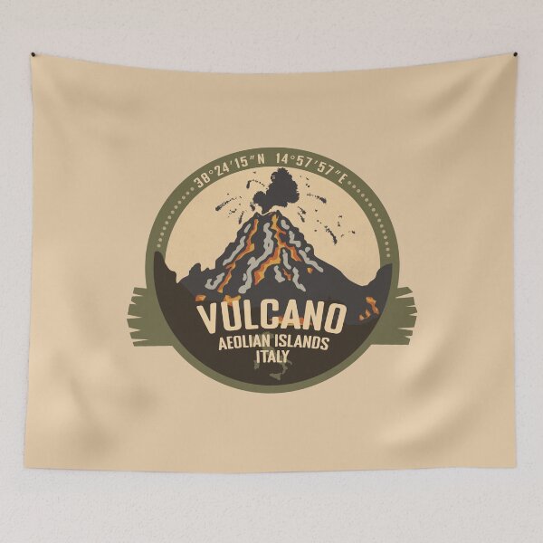 Item preview, Vulcano, Aeolian Islands, Italy, Volcano Retro Badge designed and sold by mountainfad.