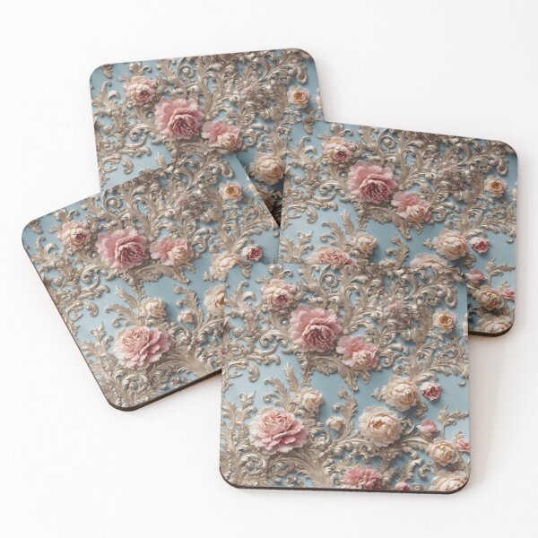 Item preview, High-quality floral pattern in baroque style - ideal for weddings - pink blue silver designed and sold by biiid.